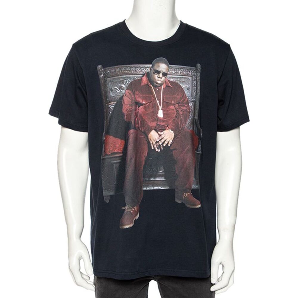 R13 Navy Blue Cotton Biggie Throne Curtis Printed Short Sleeve T-Shirt L